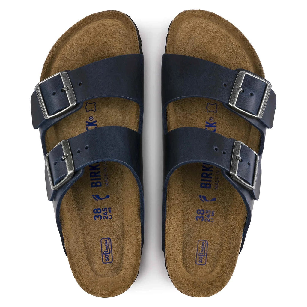 Birkenstock Classic Midnight Navy Leather Sandals with Double Buckles