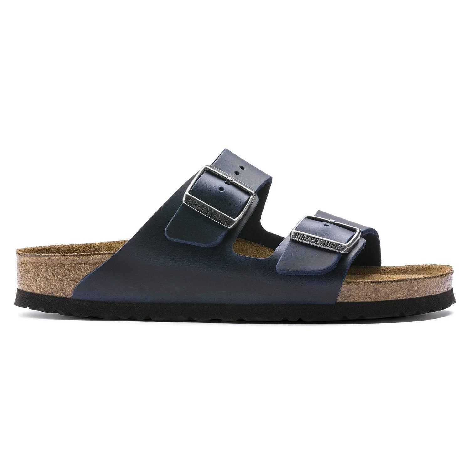 Birkenstock Classic Midnight Navy Leather Sandals with Double Buckles