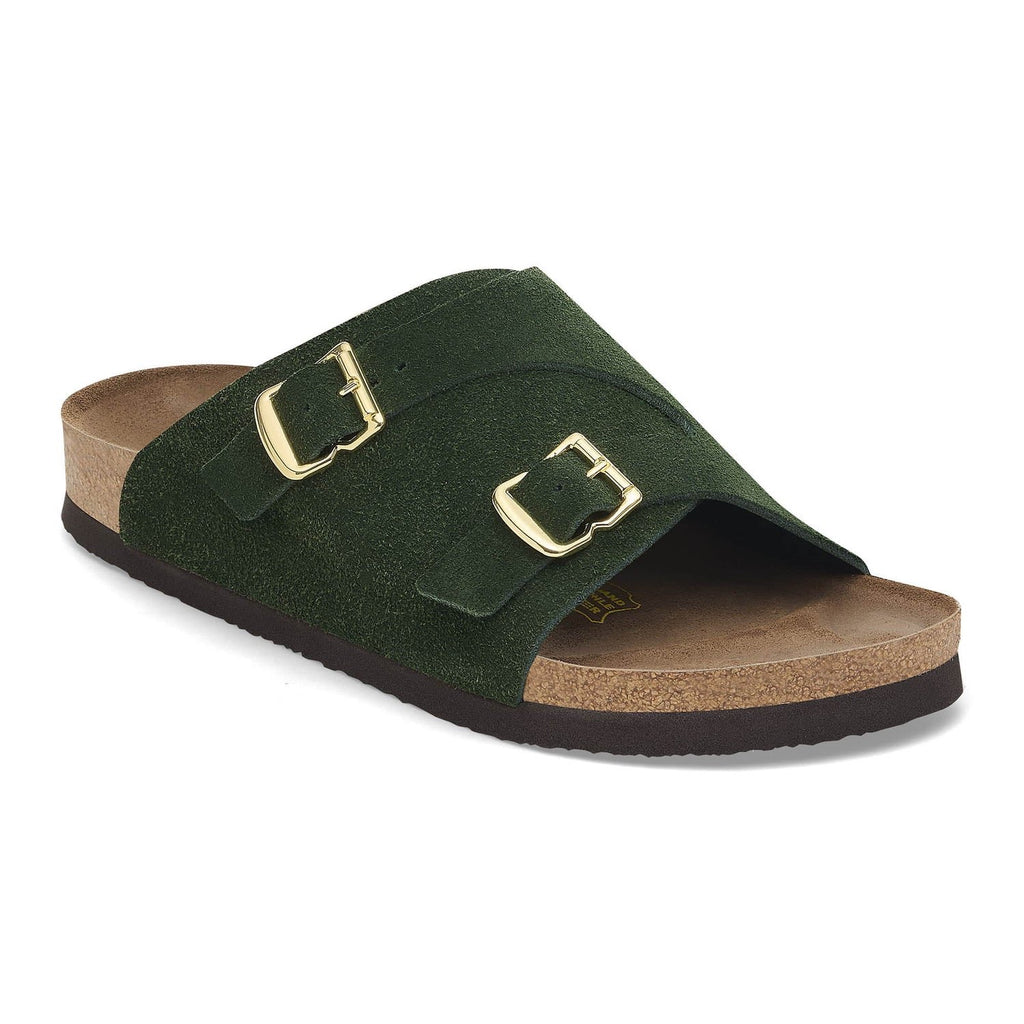 Birkenstock Enchanted Emerald Suede Double Buckle Sandals