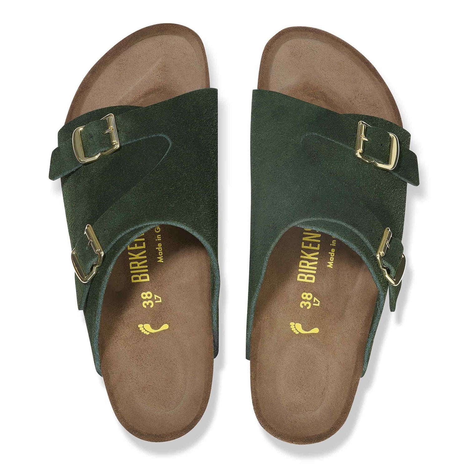 Birkenstock Enchanted Emerald Suede Double Buckle Sandals