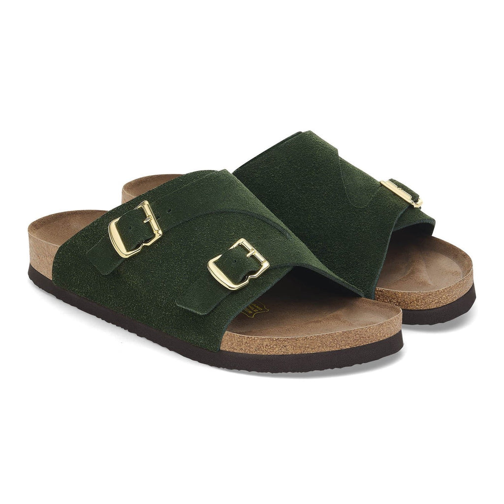 Birkenstock Enchanted Emerald Suede Double Buckle Sandals