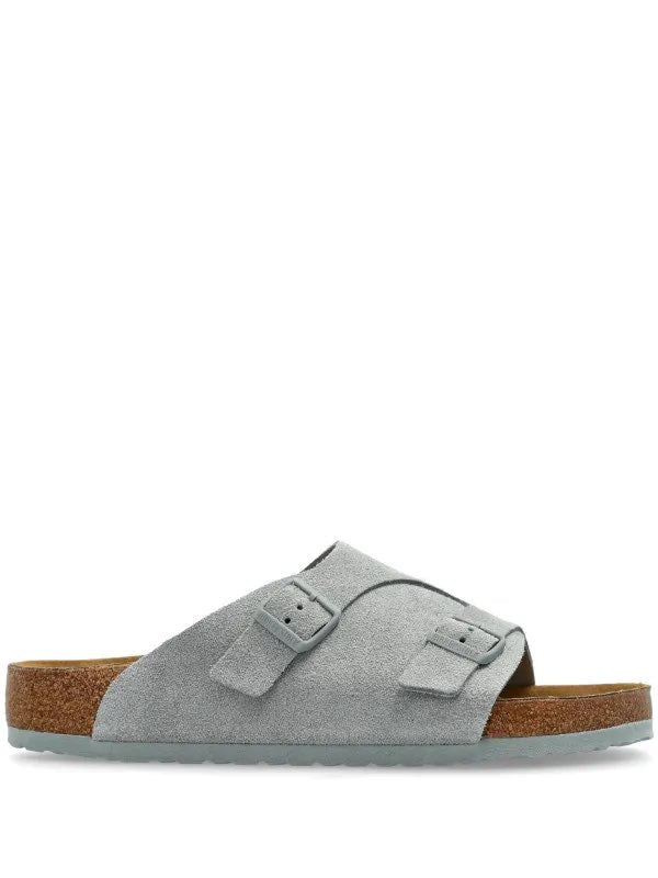 Birkenstock Suede Serenity Slide Sandals in Misty Grey