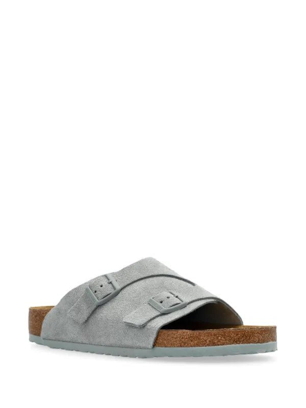 Birkenstock Suede Serenity Slide Sandals in Misty Grey