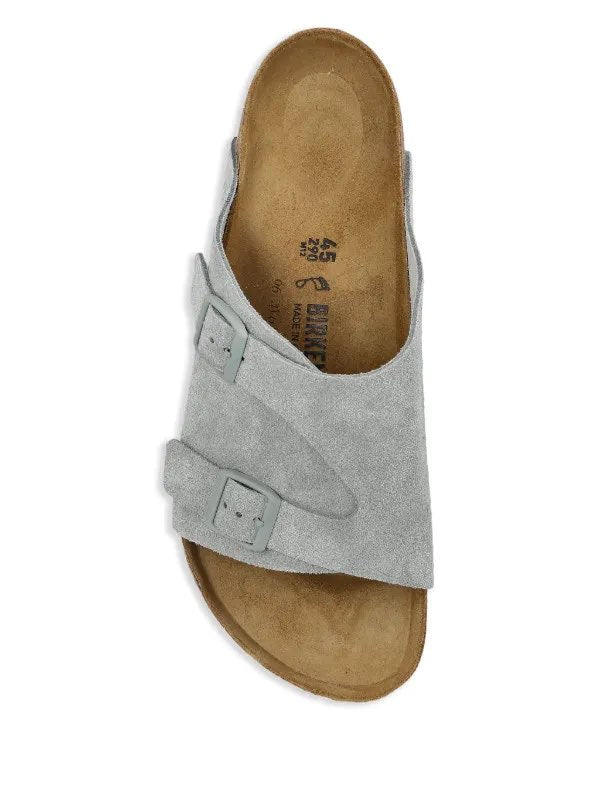 Birkenstock Suede Serenity Slide Sandals in Misty Grey