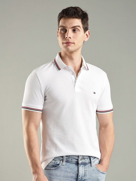 TOMMY HILFIGER Pure Snow Classic Fit Striped Collar Polo