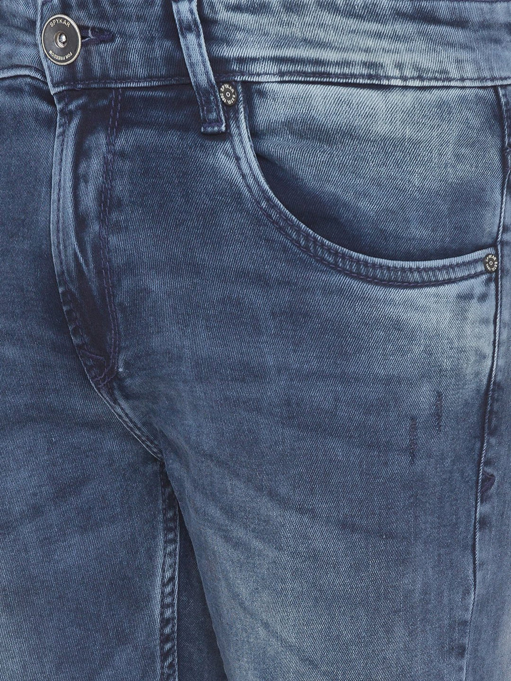 SPYKAR Slim Fit Distressed Jeans in Blue Wash