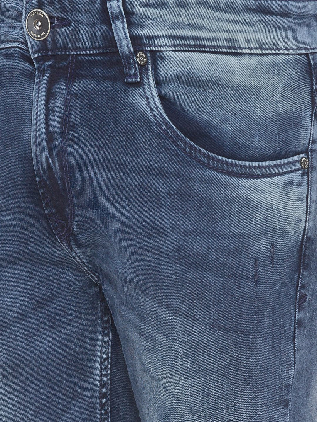 SPYKAR Slim Fit Distressed Jeans in Blue Wash