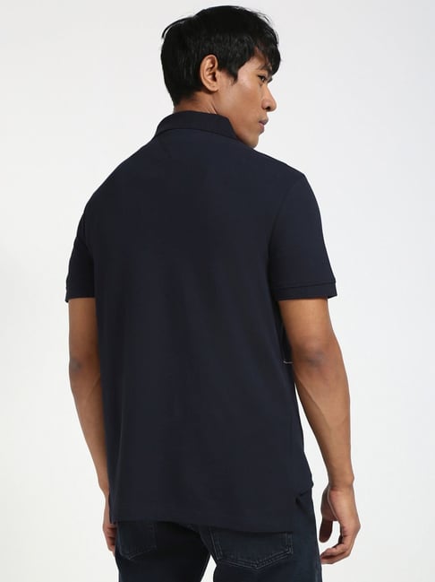 HILFIGER Twilight Navy Slim Fit Contrast Stripe Polo Shirt