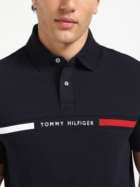 TOMMY HILFIGER Midnight Ocean Classic Fit Stripe Logo Polo