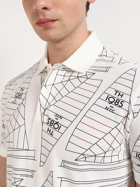 TOMMY HILFIGER Nautical White Slim Fit Short Sleeve Polo Shirt