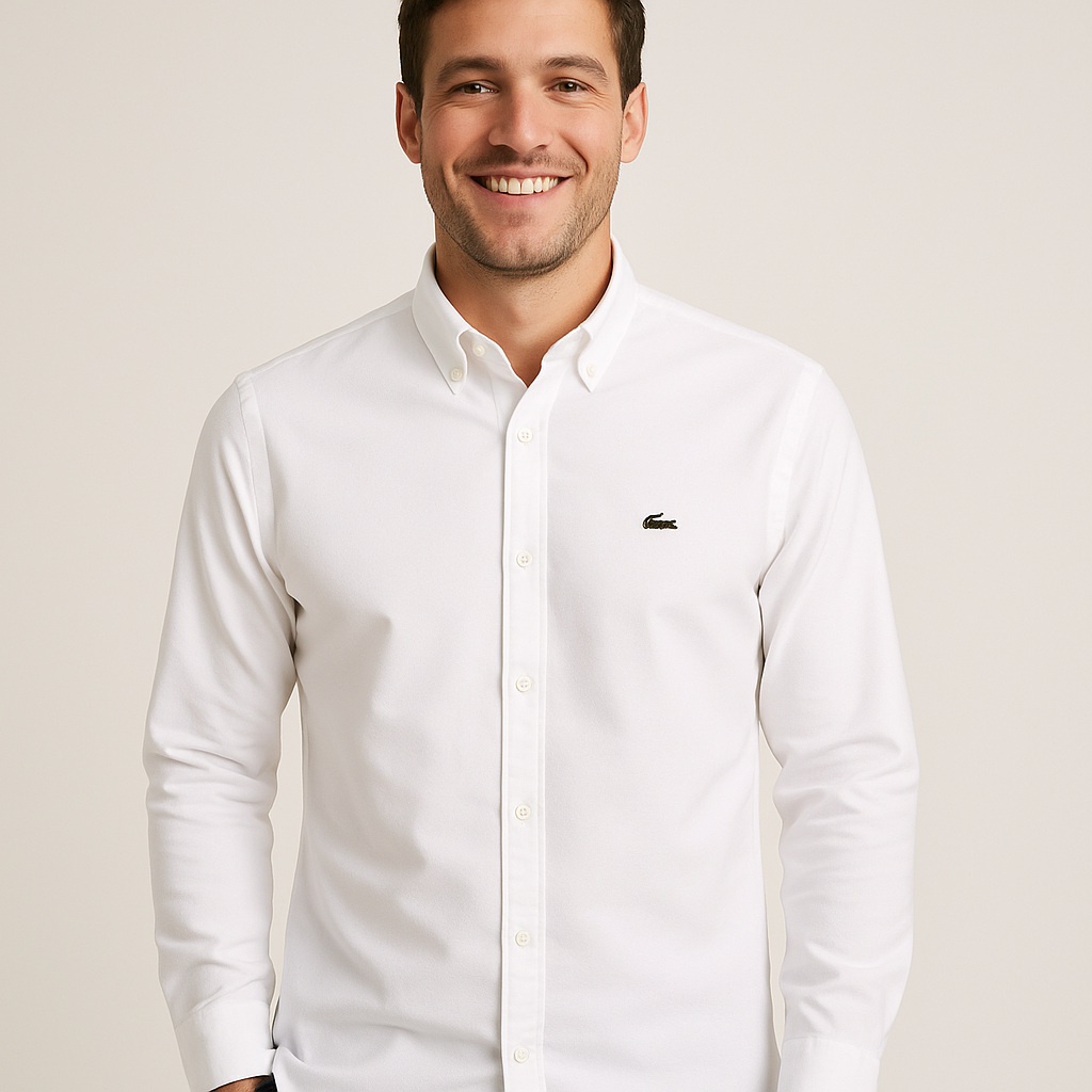 LACOSTE Cloud White Classic Fit Button-Down Shirt