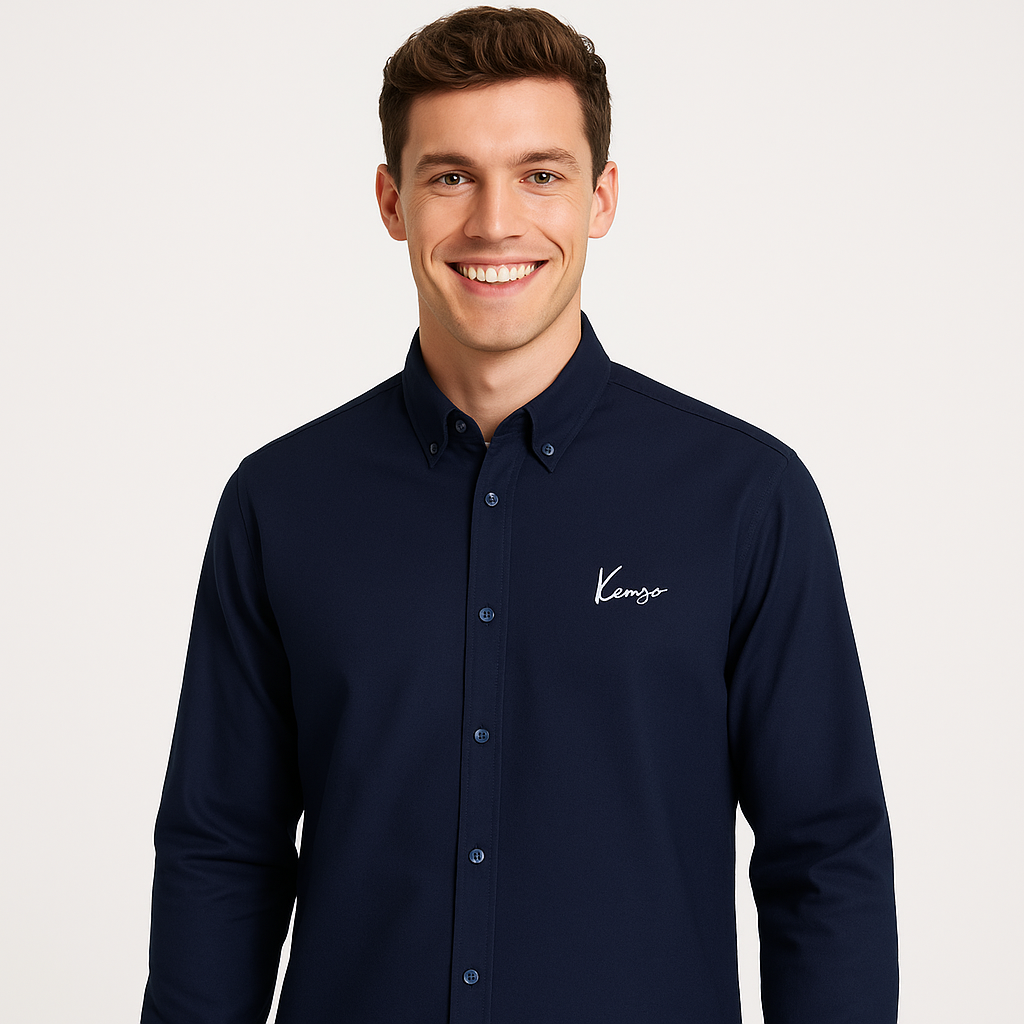 KENZO PARIS Midnight Navy Classic Fit Long Sleeve Button-Up Shirt