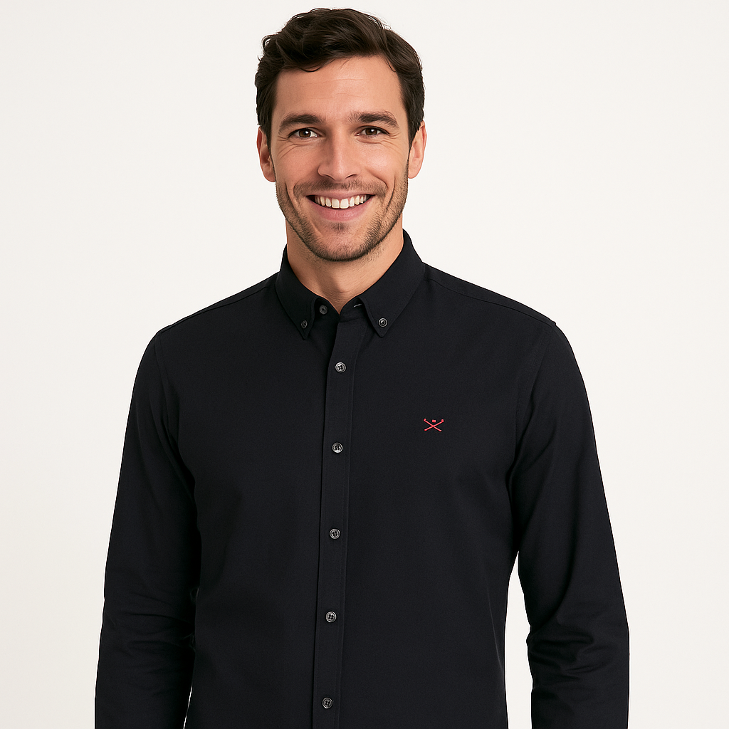 HACKETT Midnight Noir Slim Fit Long Sleeve Button-Up Shirt