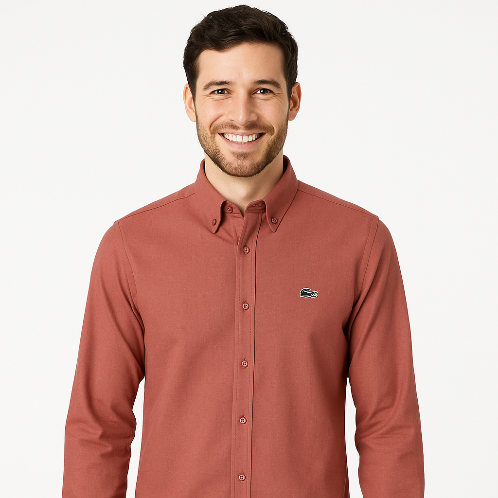 LACOSTE Rustic Terra Classic Fit Long Sleeve Button-Up Shirt