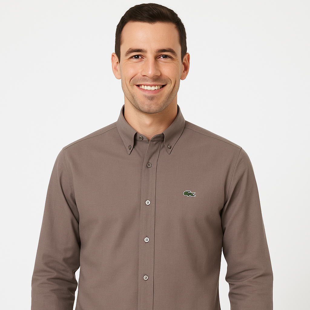 LACOSTE Terracotta Mist Classic Fit Long Sleeve Button-Down Shirt