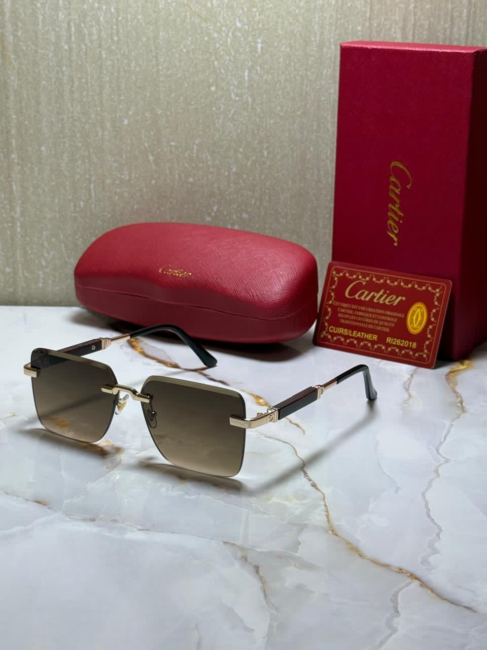 CARTIER Opulent Emerald Luxe Gradient Square Sunglasses