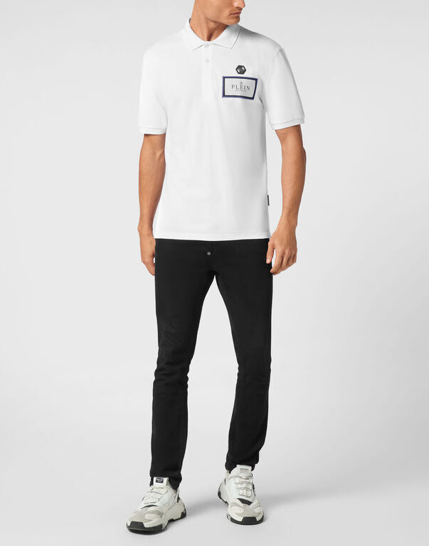 PHILIPP PLEIN Ethereal Frost Luxe Fit Short Sleeve Piqué Polo Shirt