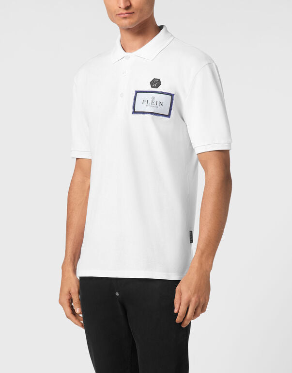 PHILIPP PLEIN Ethereal Frost Luxe Fit Short Sleeve Piqué Polo Shirt