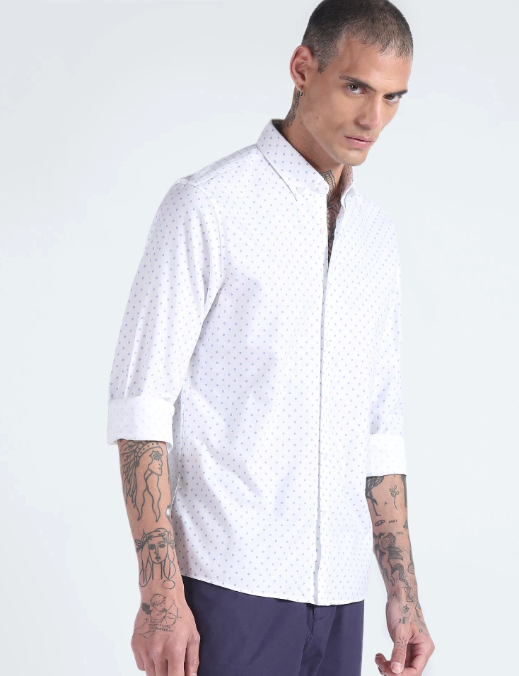 Calvin Klein Dapper Dot Delight Shirt in Crisp Cloud White