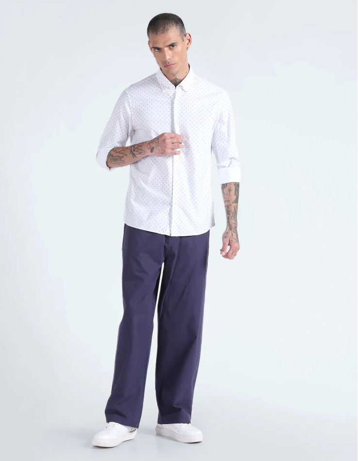Calvin Klein Dapper Dot Delight Shirt in Crisp Cloud White