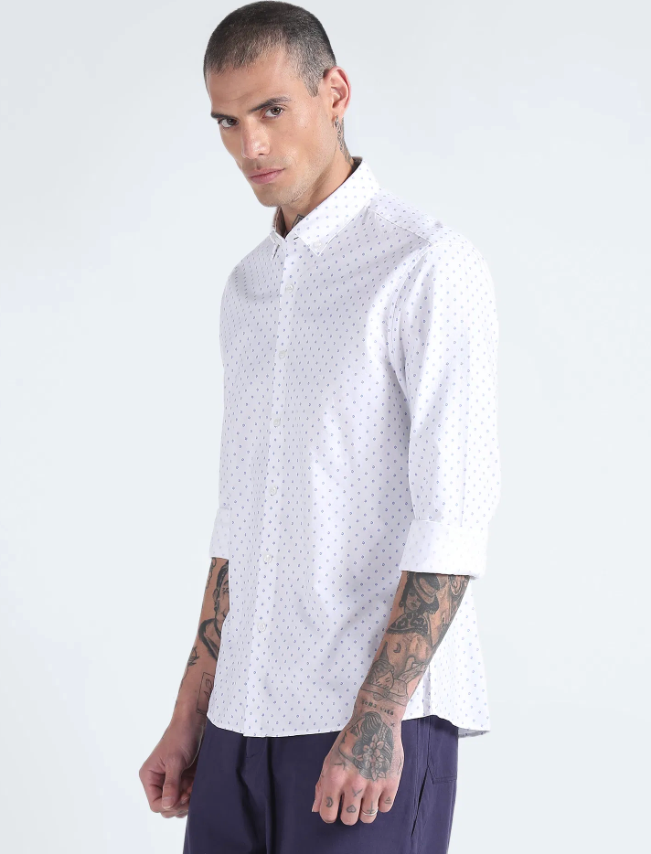 Calvin Klein Dapper Dot Delight Shirt in Crisp Cloud White