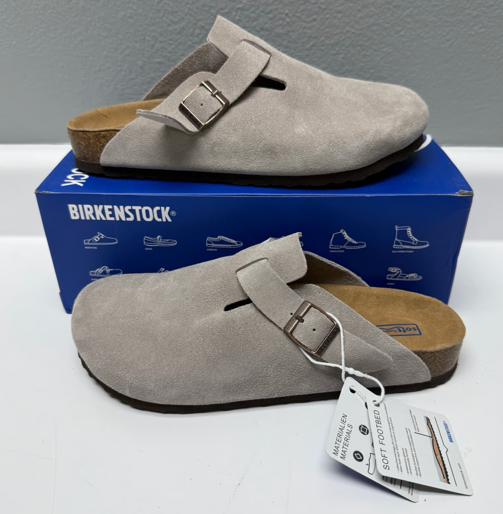 BIRKENSTOCK Whimsical Quartz Ember Luxe Suede Buckle Clogs