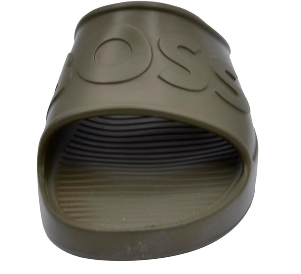 BOSS Enchanted Olive Luxe Slide Sandals