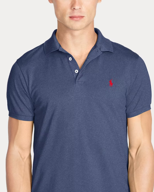 POLO RALPH LAUREN Oceanic Indigo Tailored Fit Short Sleeve Cotton Polo Shirt