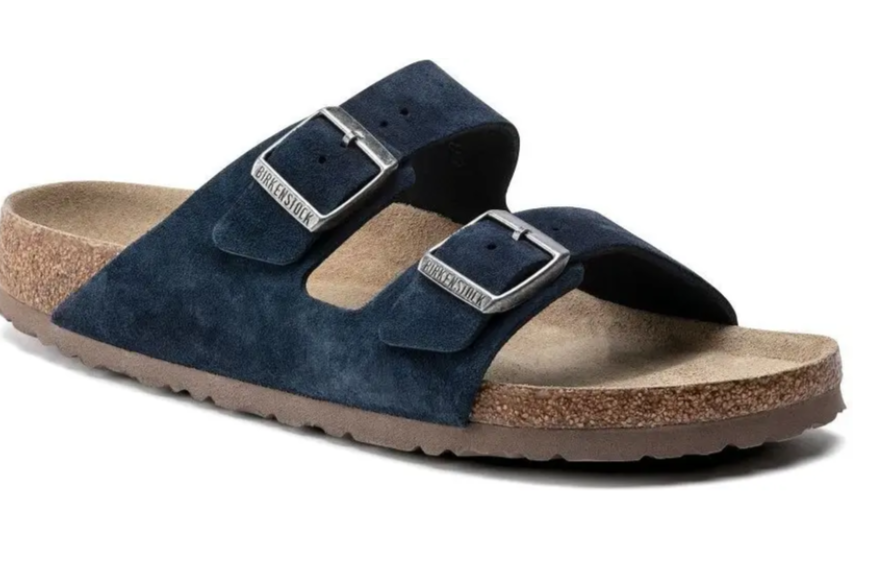 BIRKENSTOCK Deep Aqua Luxe Fit Slip-On Suede Sandals