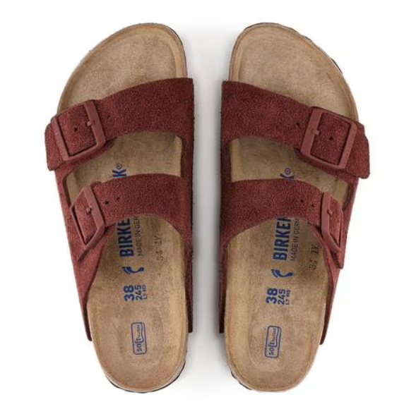 BIRKENSTOCK Velvet Merlot Luxe Soft Footbed Sandals