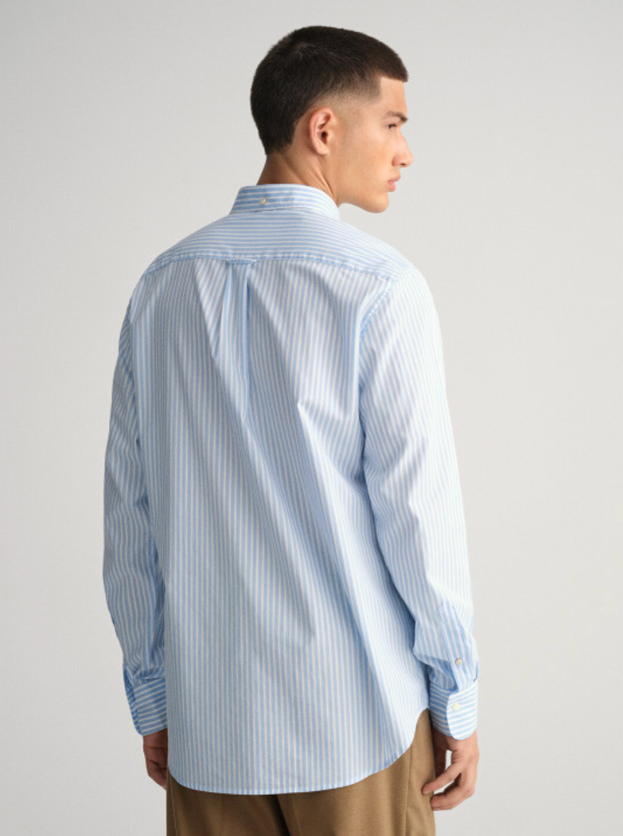 [Melange Slub Linen] GANT Melange Stripe Delight Shirt - Sky Blue Elegance