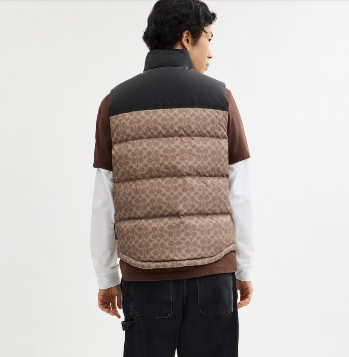 COACH Sunbeam Taupe Luxe Fit Puffer Vest