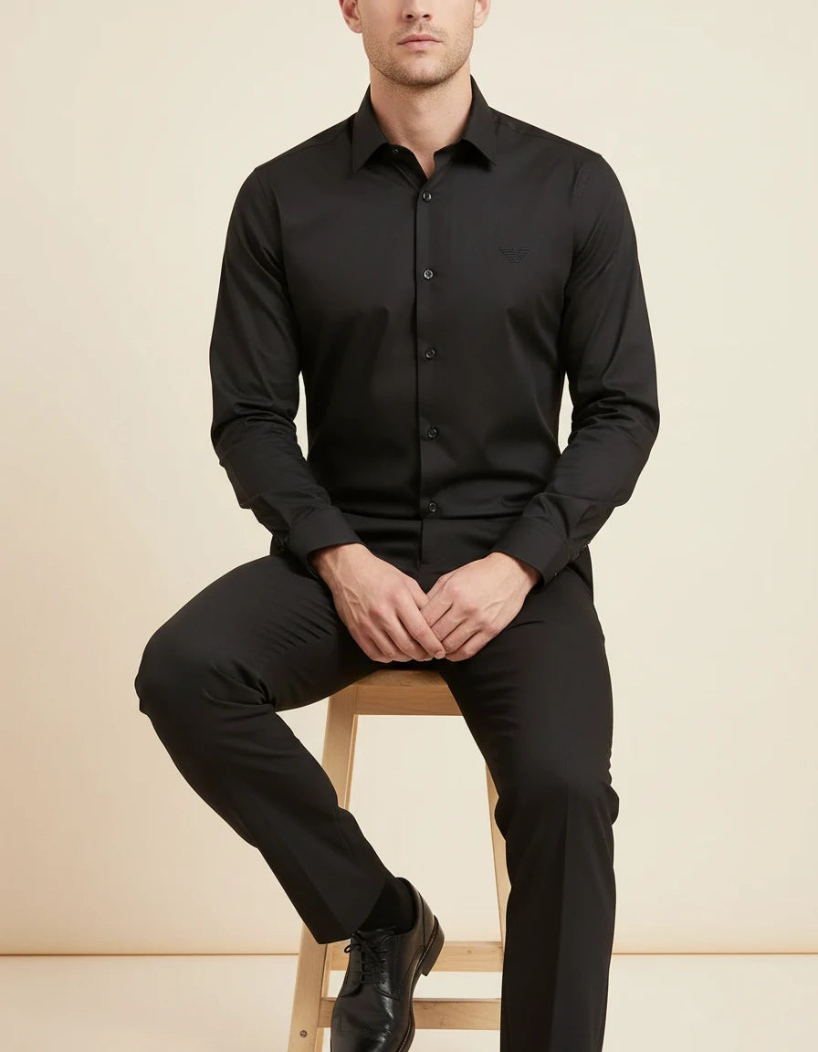 Armani Exchange Iconic Elegance Black Dress Shirt