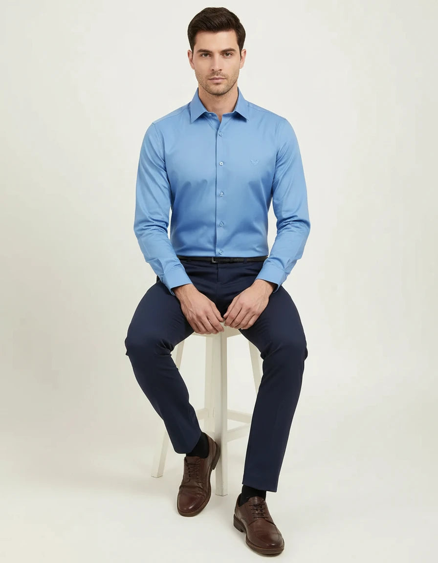 Armani Exchange Effortlessly Elegant Sky Blue Button-Up Shirt