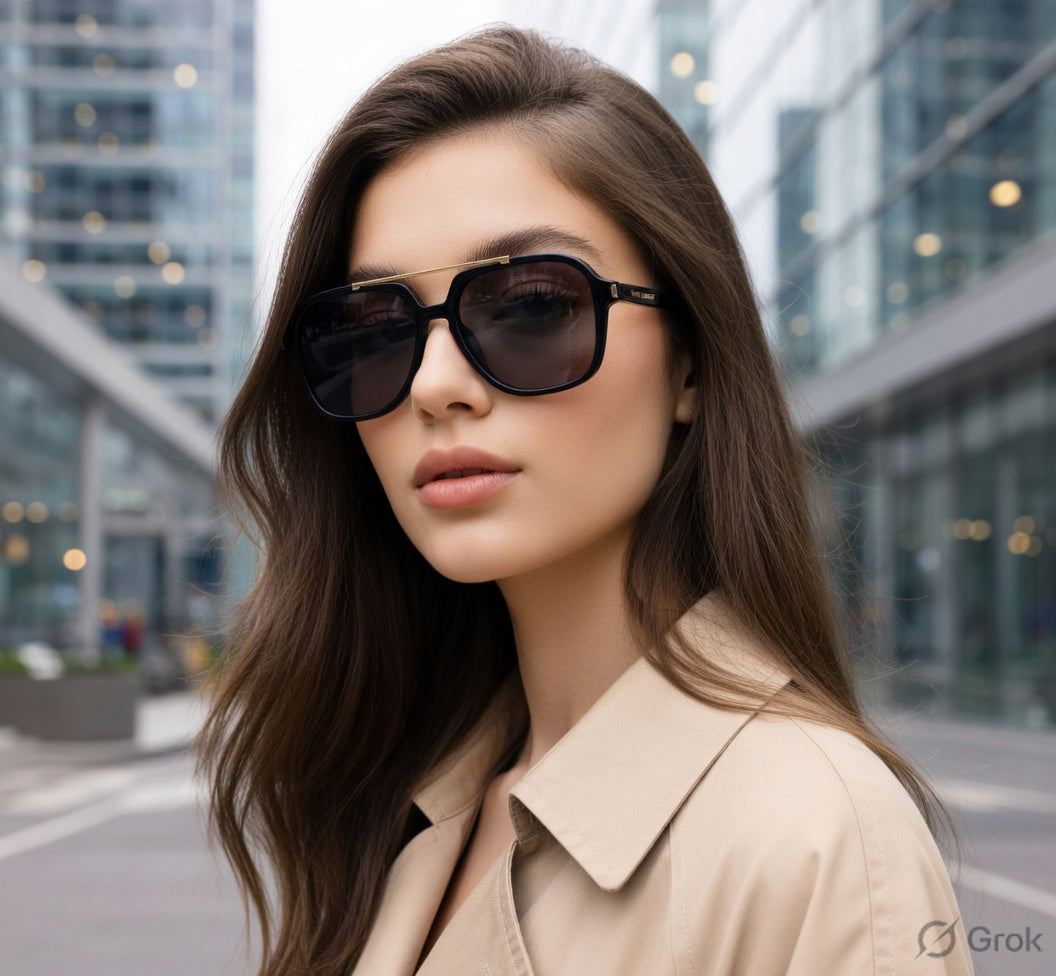 SAINT LAURENT Midnight Onyx Bold Frame Sunglasses with Opulent Details