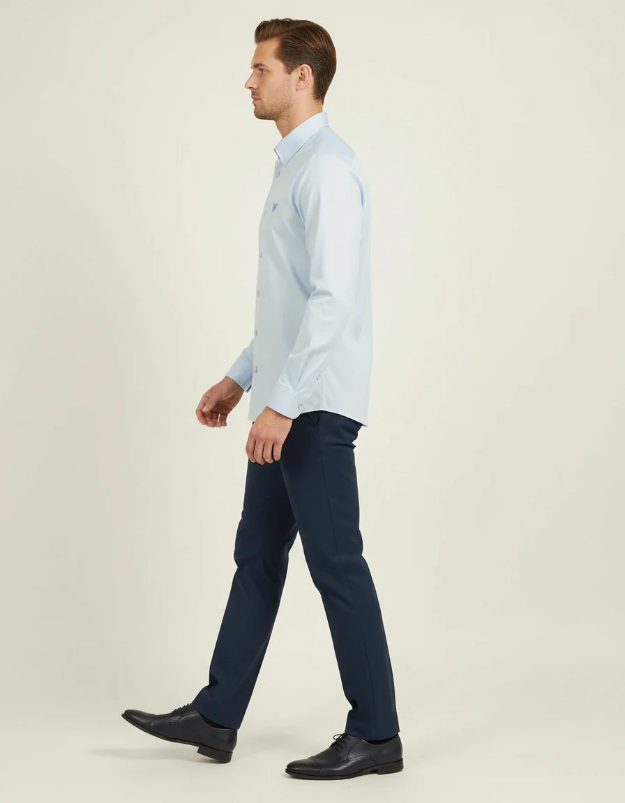 Armani Exchange Effortlessly Elegant Sky Blue Button-Up Shirt