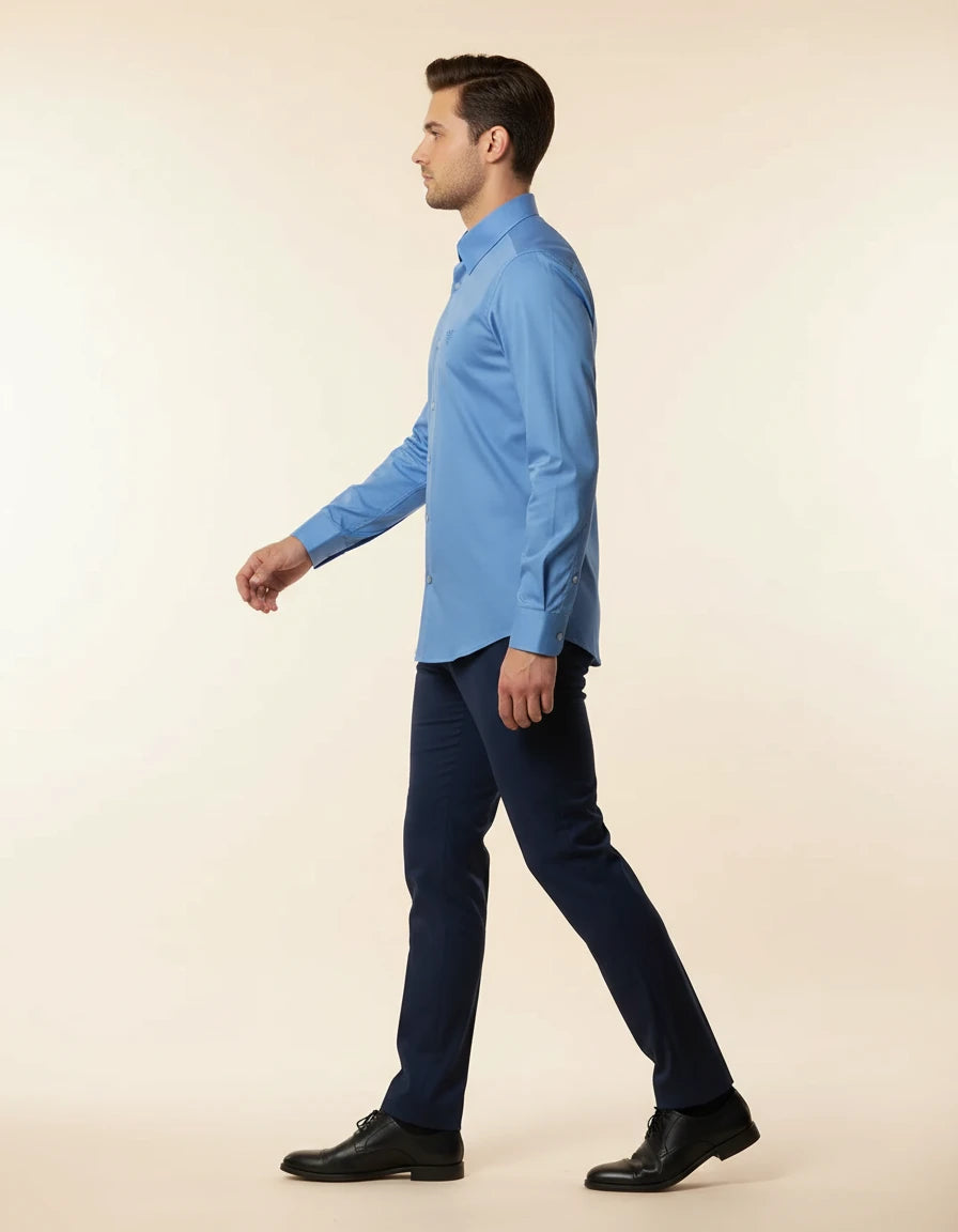 Armani Exchange Effortlessly Elegant Sky Blue Button-Up Shirt