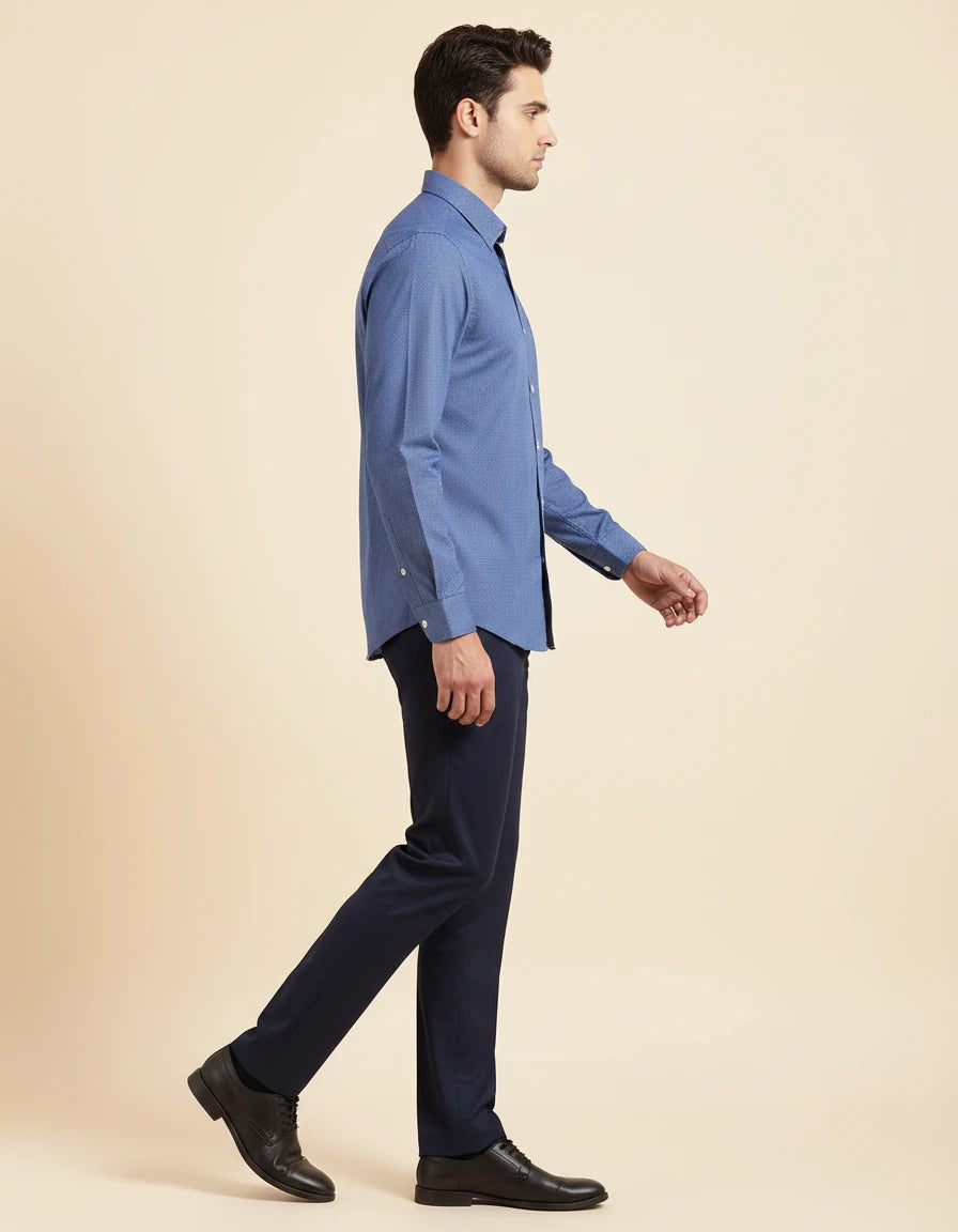 Armani Exchange Dapper Dot-Patterned Dress Shirt in Oceanic Blue