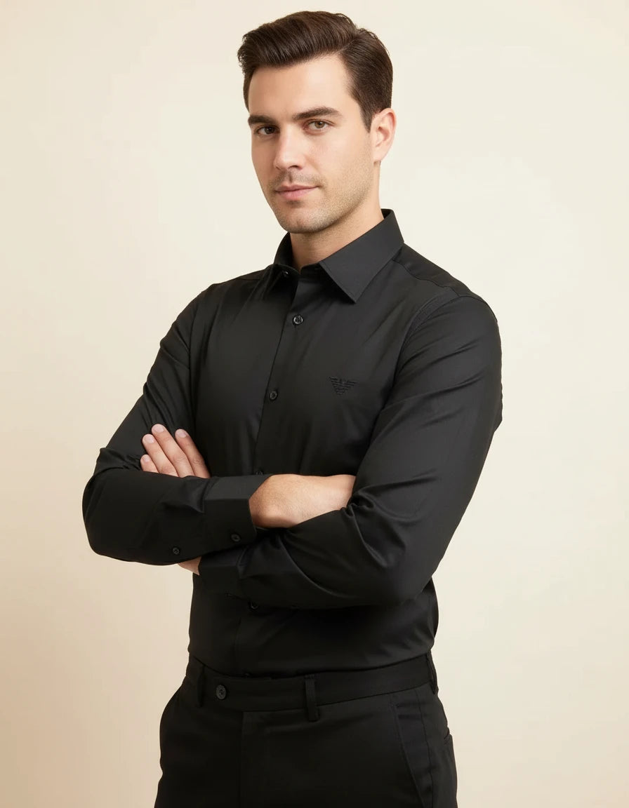 Armani Exchange Iconic Elegance Black Dress Shirt