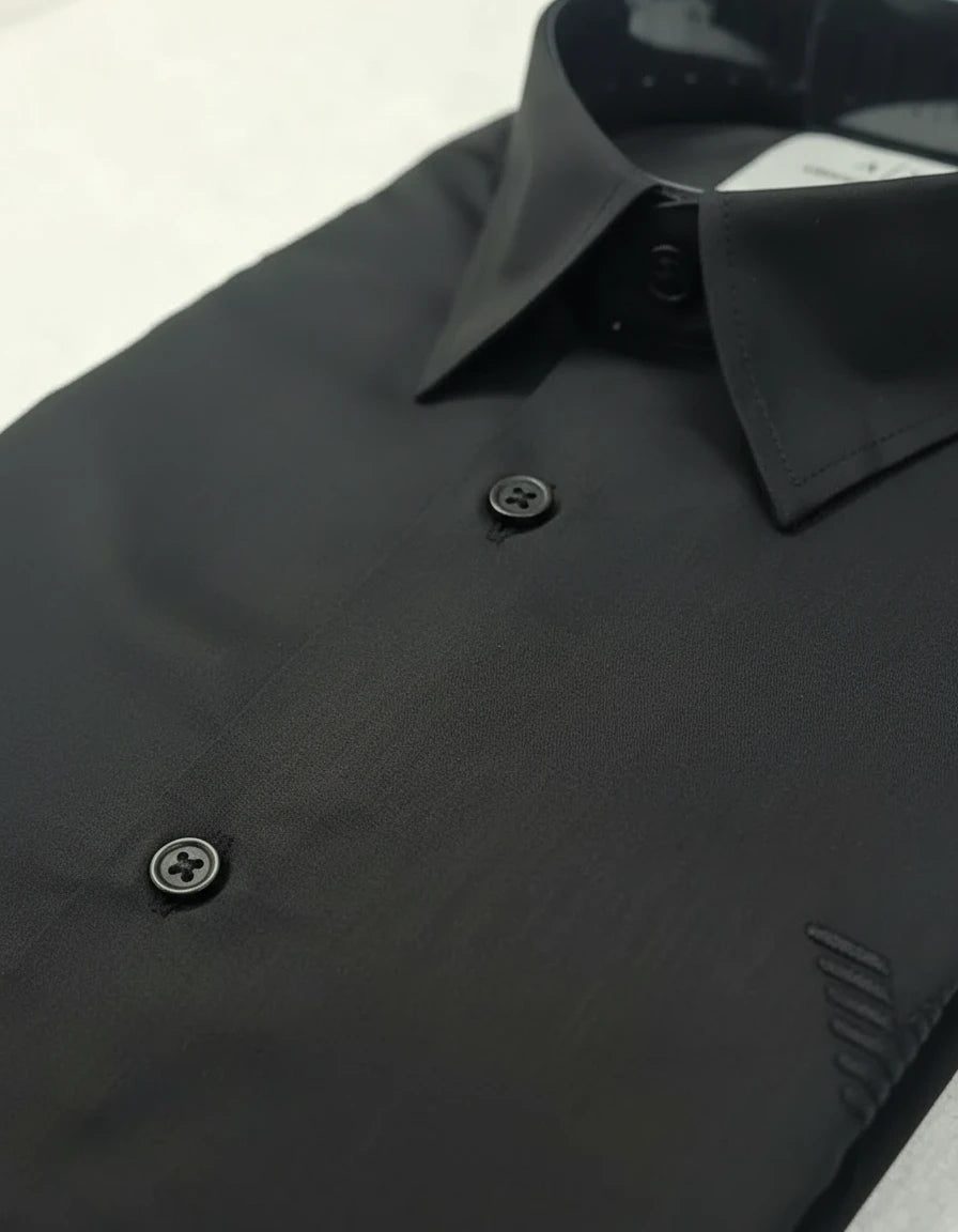 Armani Exchange Iconic Elegance Black Dress Shirt