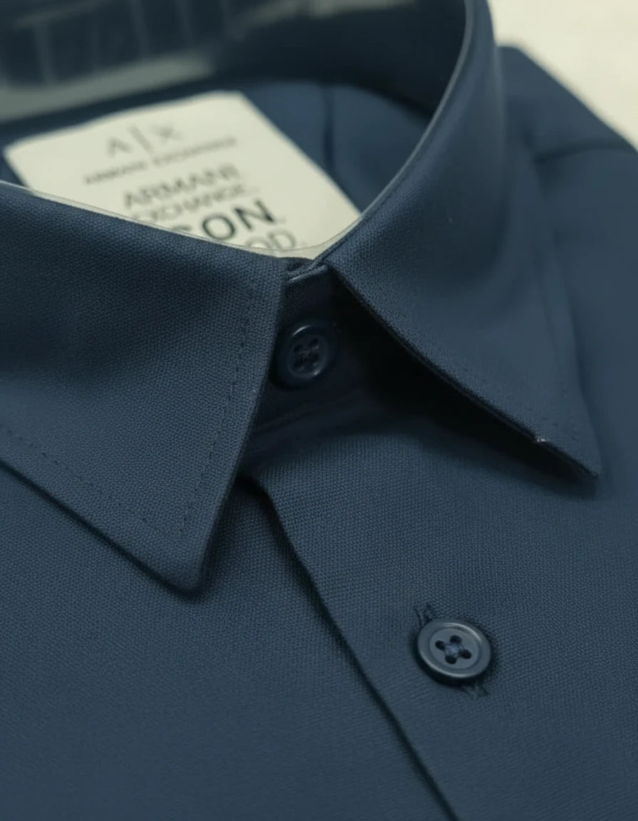 Armani Exchange Elegant Midnight Blue Dress Shirt
