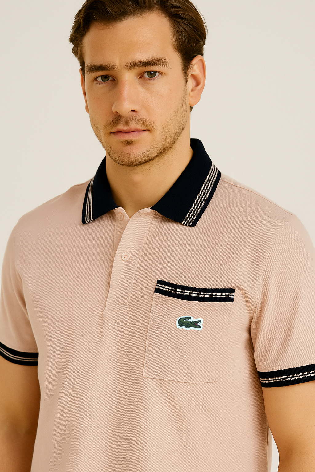 LACOSTE Whispering Peach Tailored Fit Short Sleeve Piqué Polo