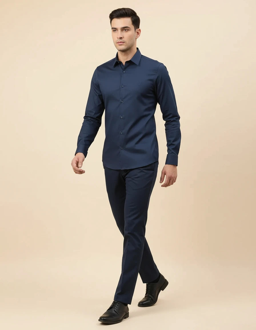 Armani Exchange Elegant Midnight Blue Dress Shirt