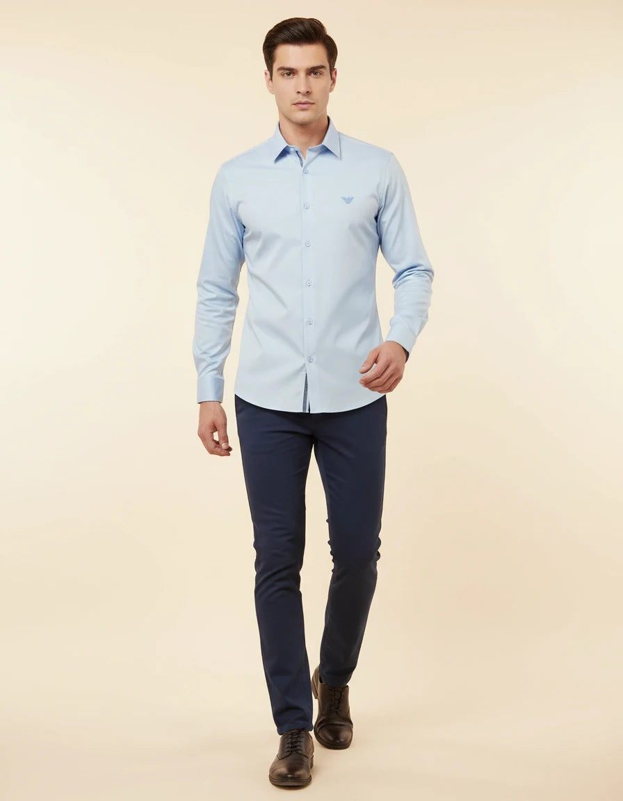Armani Exchange Effortlessly Elegant Sky Blue Button-Up Shirt