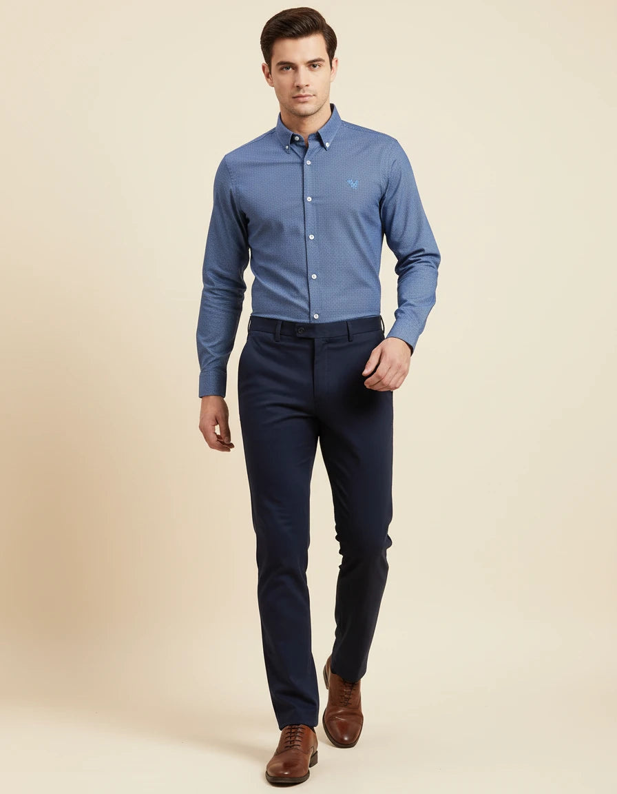 Armani Exchange Dapper Dot-Patterned Dress Shirt in Oceanic Blue