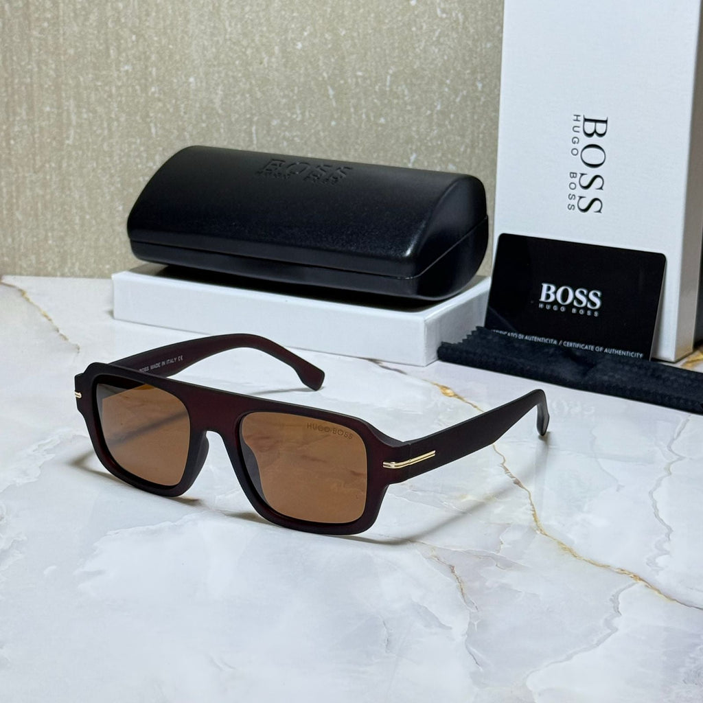 BOSS Twilight Onyx Contemporary Square Sunglasses