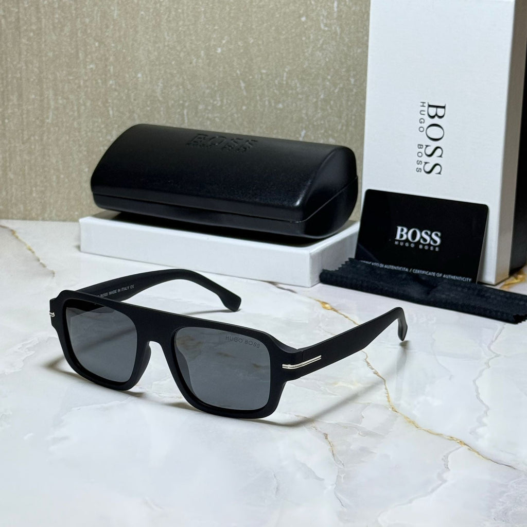 BOSS Twilight Onyx Contemporary Square Sunglasses