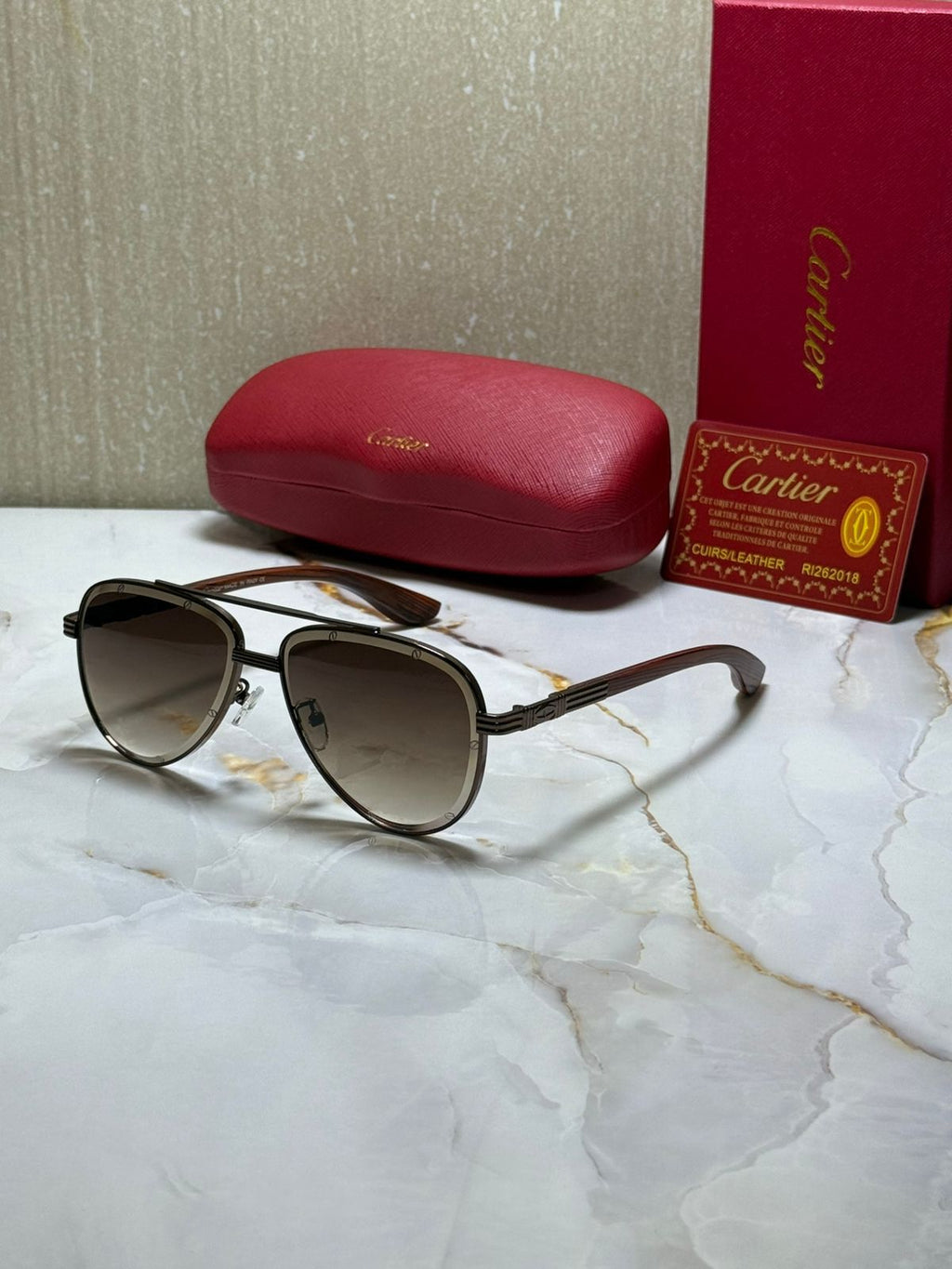 CARTIER Starlit Onyx Chic Aviator Sunglasses with Gradient Lenses