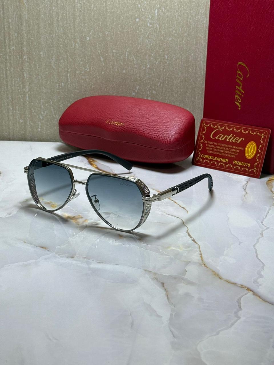 CARTIER Enchanted Jade Luxe Aviator Sunglasses with Ombre Lenses