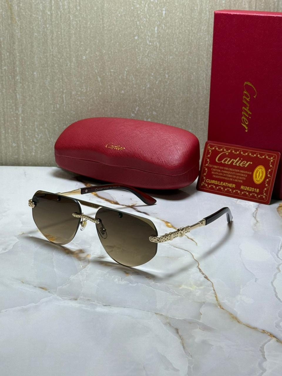 CARTIER Mystic Jet Luxe Ombre Sunglasses with Leather Case
